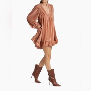 NWT Free People Estella Velvet Mini Dress, Small, Pink/Rose